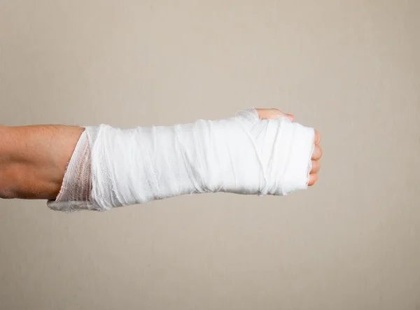 Broken hand with bandage