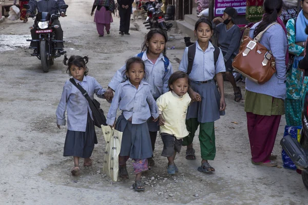 Five poor children in Panauti, Nepal