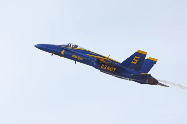 Airplane Blue Angels Navy F-18 jet fighter flying at 2016 Los Angeles Air Show