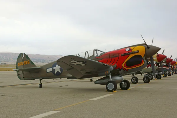 Airplanes WWII P-40 Warhawk Warbirds at the 2016 Planes of Fame Air Show in California