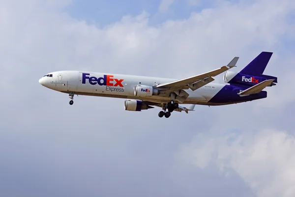 Jet FedEX airplane landing at Ontario International Airport outside of Los Angeles, California