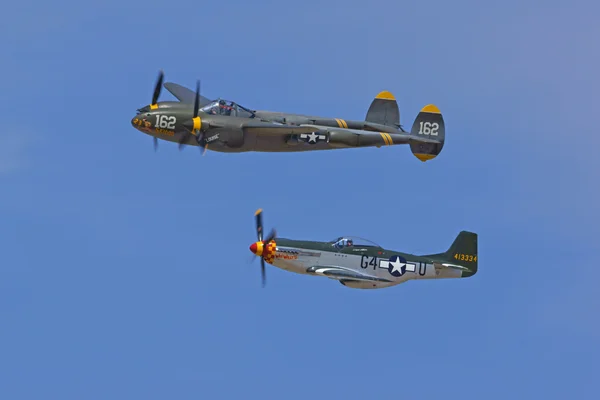 Airplanes and Military Jet Aircraft including WWII Airplanes and the Thunderbirds US Air Force Squadron at the 2015 Los Angeles Air Show