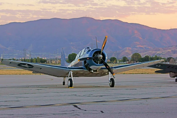 Airplane WWII aircraft on the runway during 2015 Planes of Fame Air Show in Chino, California