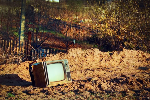 Old TV in the leaves