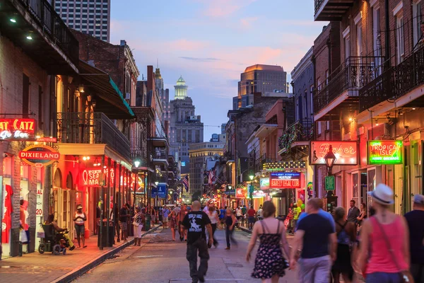 Pubs and bars with neon lights  in the French Quarter, downtown