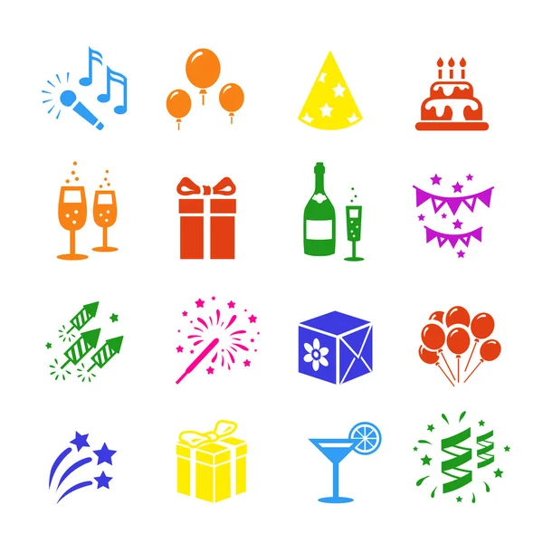 Icons set Holidays. Party, Birthday colored