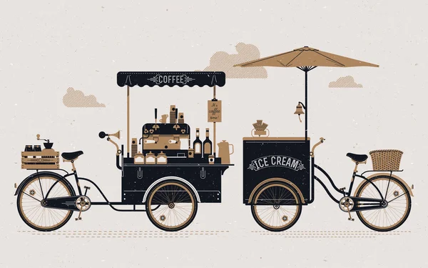 Coffee and ice cream bicycle carts
