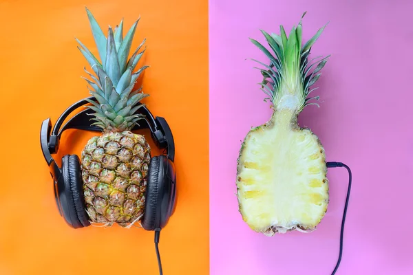 Pineapple wearing headphones