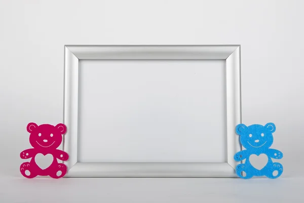 Photo frame and two decorative bears