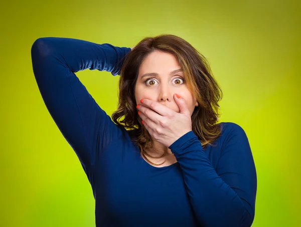 Startled woman, looking shocked, surprised