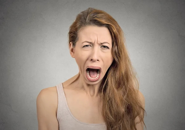 Angry upset woman screaming crying