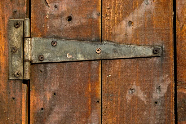 Old rusty metal door hinge