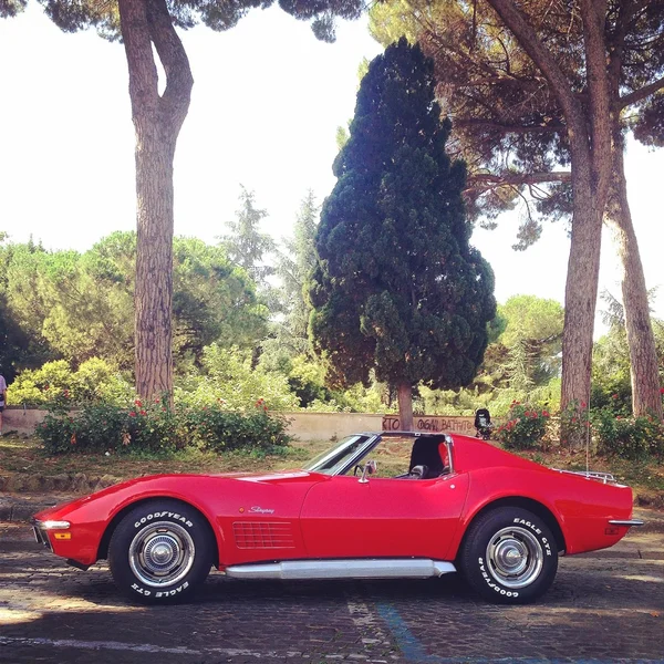 Old red Corvette