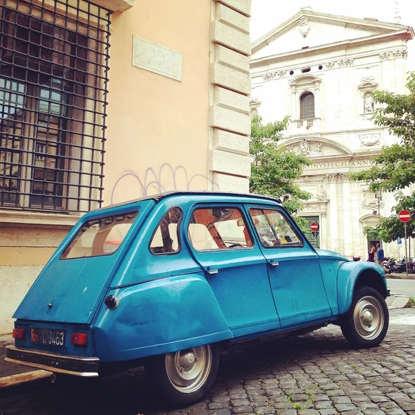 Blue Citroen car on street of Rome