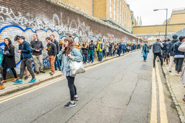 A very long queue for entrance to the festival