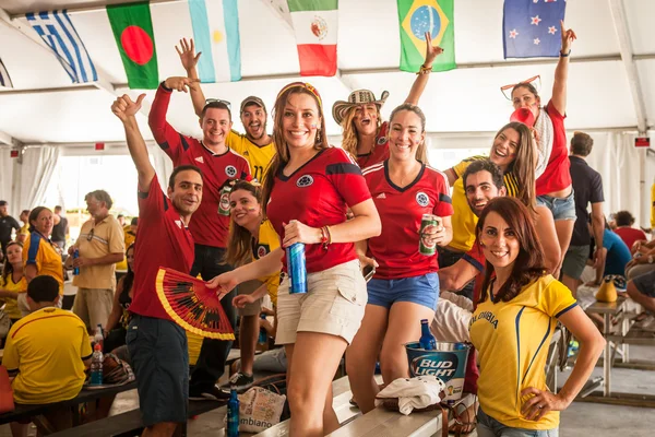 MIAMI, USA - July 04, 2014: Colombian fans  meet to watch the ma