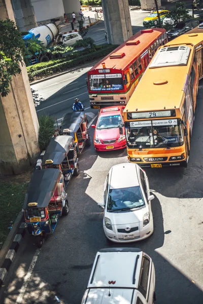 Bangkok, Thailand - June 15, 2015: Traffic jam in a main avenue