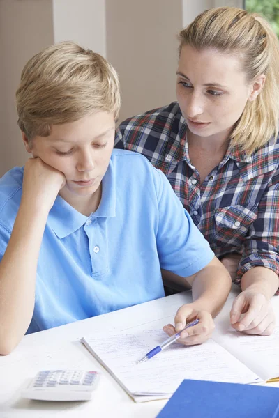 Female Home Tutor Helping Boy With Studies