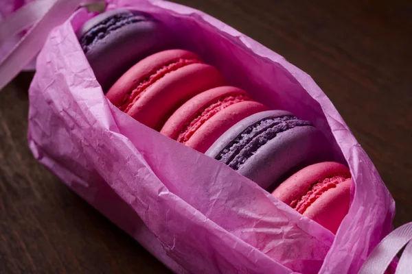 Opened package of French macarons
