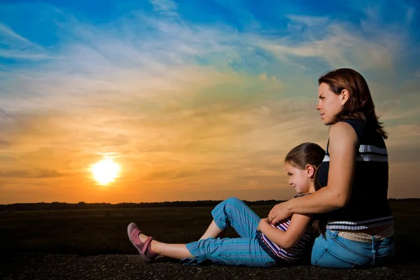 Family in the sunset