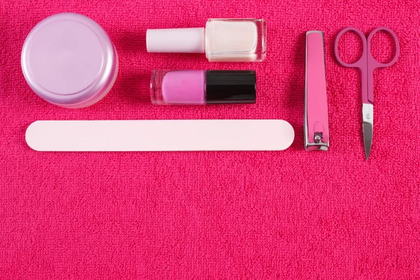 Cosmetics and accessories for manicure or pedicure, concept of nail care