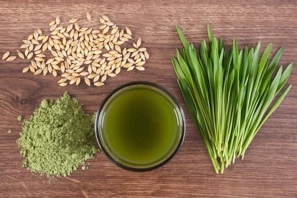 Barley grass with beverage and grain with young powder barley, body detox