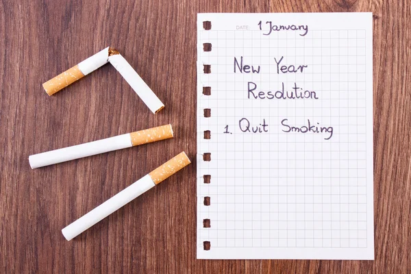 New years resolutions written on sheet of paper, quit smoking, world no tobacco day