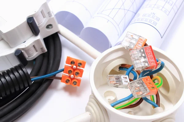 Components for electrical installations and rolls of diagrams