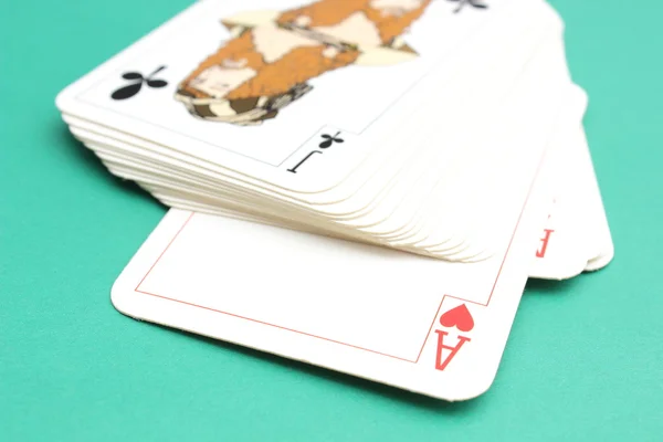 Game cards on green background