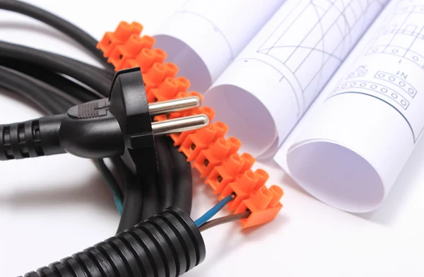 Components for electrical installations and rolls of diagrams