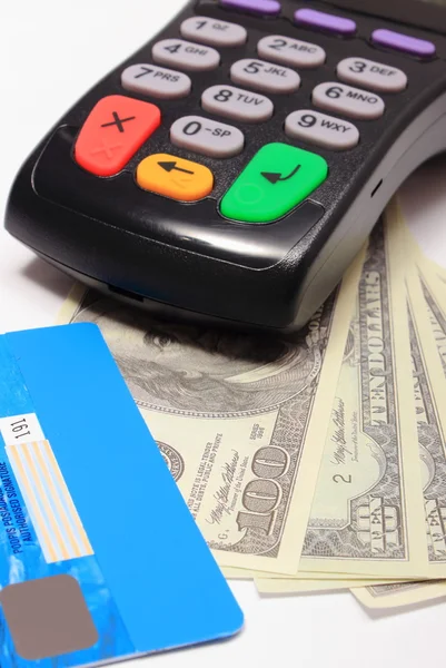 Payment terminal with credit card and money