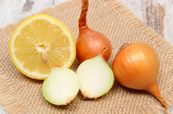 Fresh onions and lemon, healthy nutrition and strengthening immunity