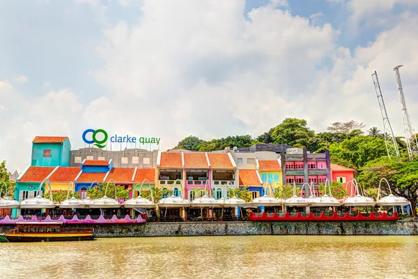 Singapore Landmark: HDR of Clarke Quay on Singapore River