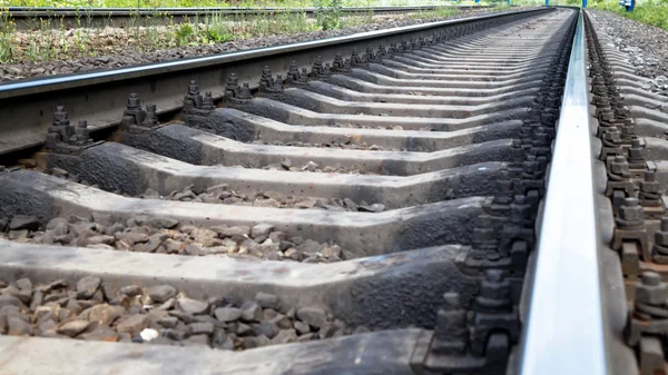 Railroad tracks view from below