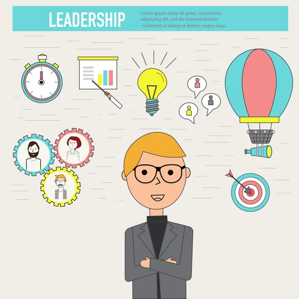 Doodle business Leadership concept with businessman  vector.illu