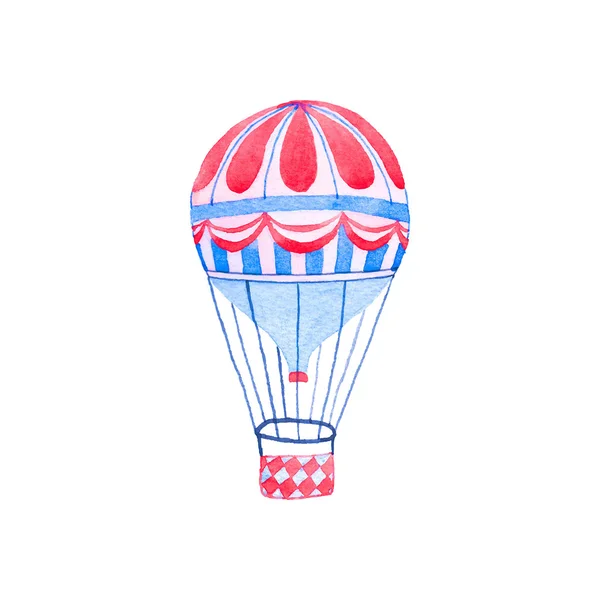 Hot air balloon. Hand-drawn jet. Real watercolor drawing. Vector illustration.