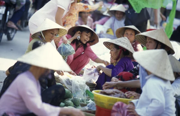 People at city market