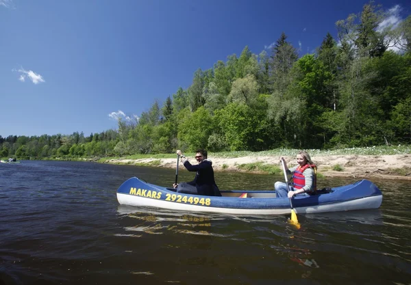 People on a canoe trip on the Gauja river