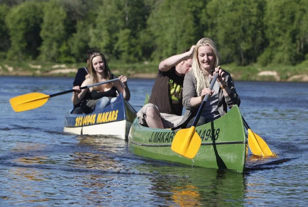 People on a canoes trip on the Gauja river