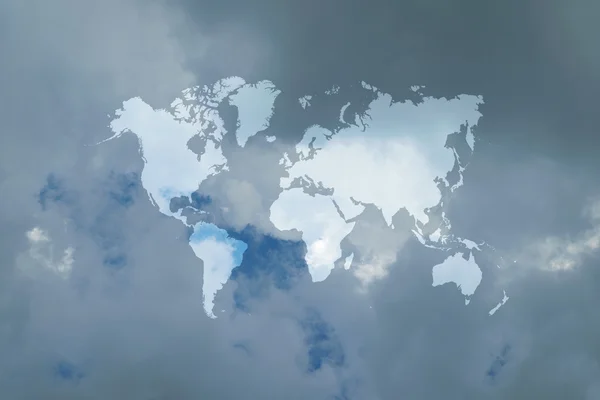 Blue sky cloud with world map