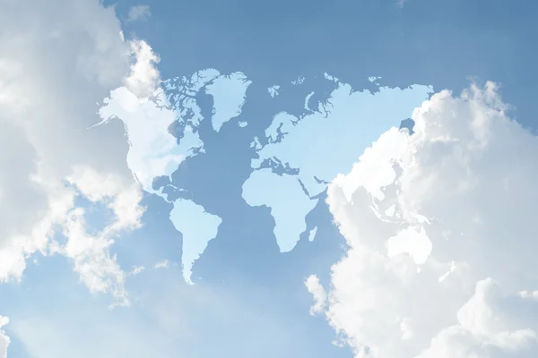 Blue sky cloud with world map