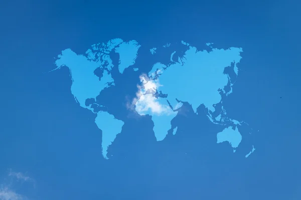 Blue sky cloud with world map