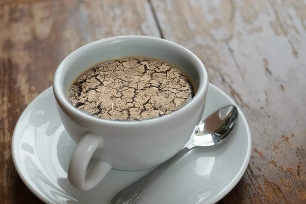 Dry cracked soil no rain on coffee