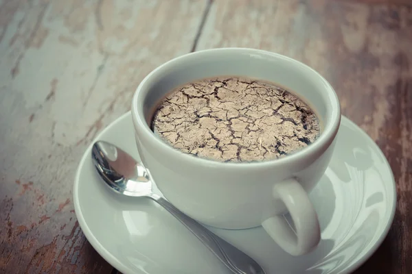 Dry cracked soil no rain on coffee