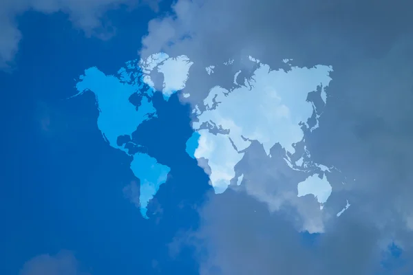 Blue sky cloud with world map