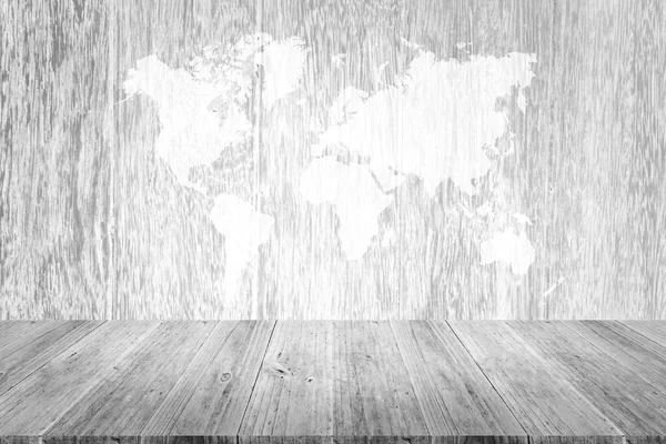 Wood texture surface with Wood terrace and world map