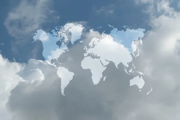 Blue sky cloud with world map