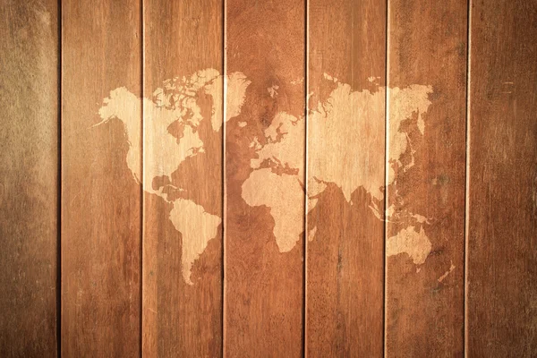 Wood texture surface vintage style with world map
