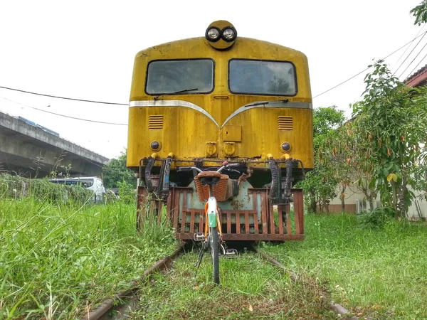 Bicycle and old train H.D.R.