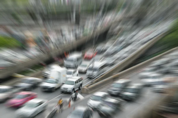 Blurred Daytime and transportation in Bangkok city Thailand